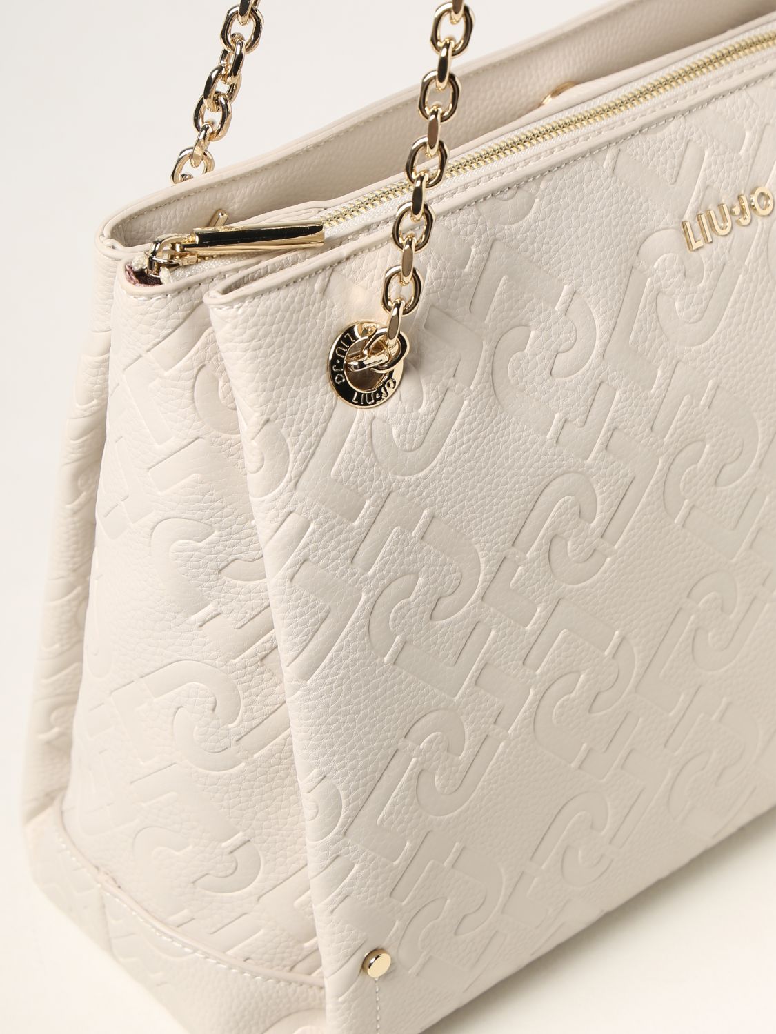 Tote bags Liu Jo: Liu Jo shoulder bag in synthetic leather with embossed logo white 3