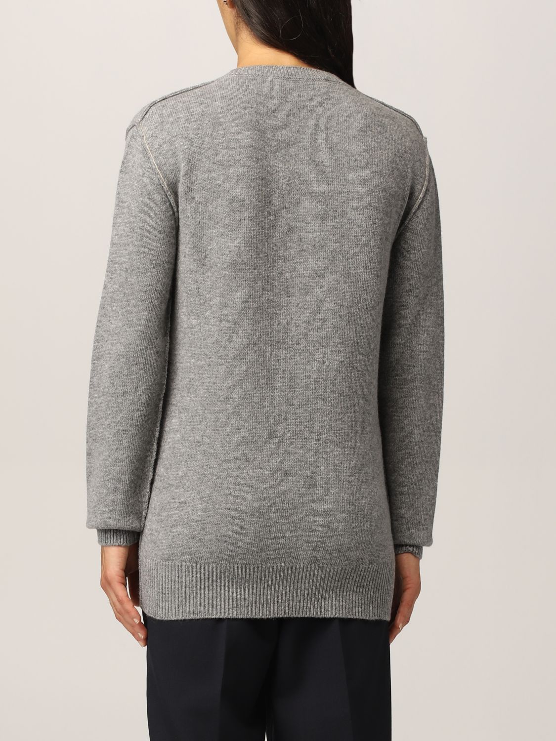 MARNI: wool sweater with logo - Grey | Sweater Marni GCMD0283Q0UFH525 ...