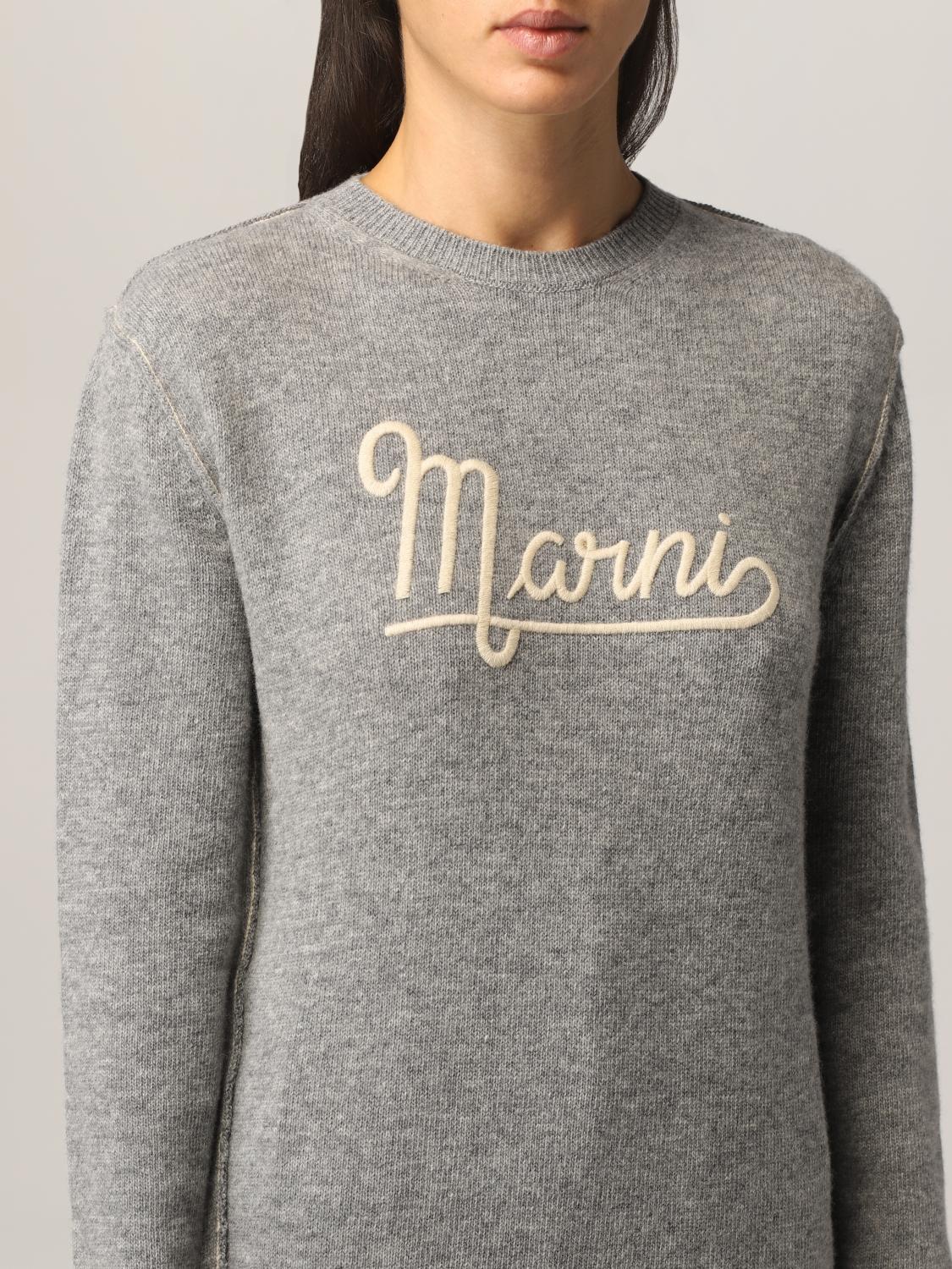 MARNI wool sweater with logo Grey Sweater Marni GCMD0283Q0UFH525