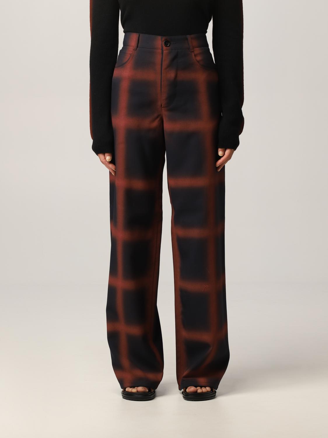 MARNI: pants in checked virgin wool - Blue | Marni pants