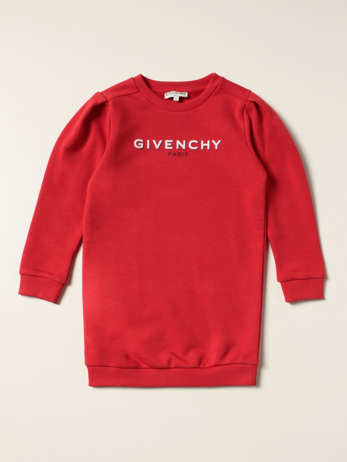 GIVENCHY: cotton sweatshirt dress with logo - Red | Givenchy dress ...