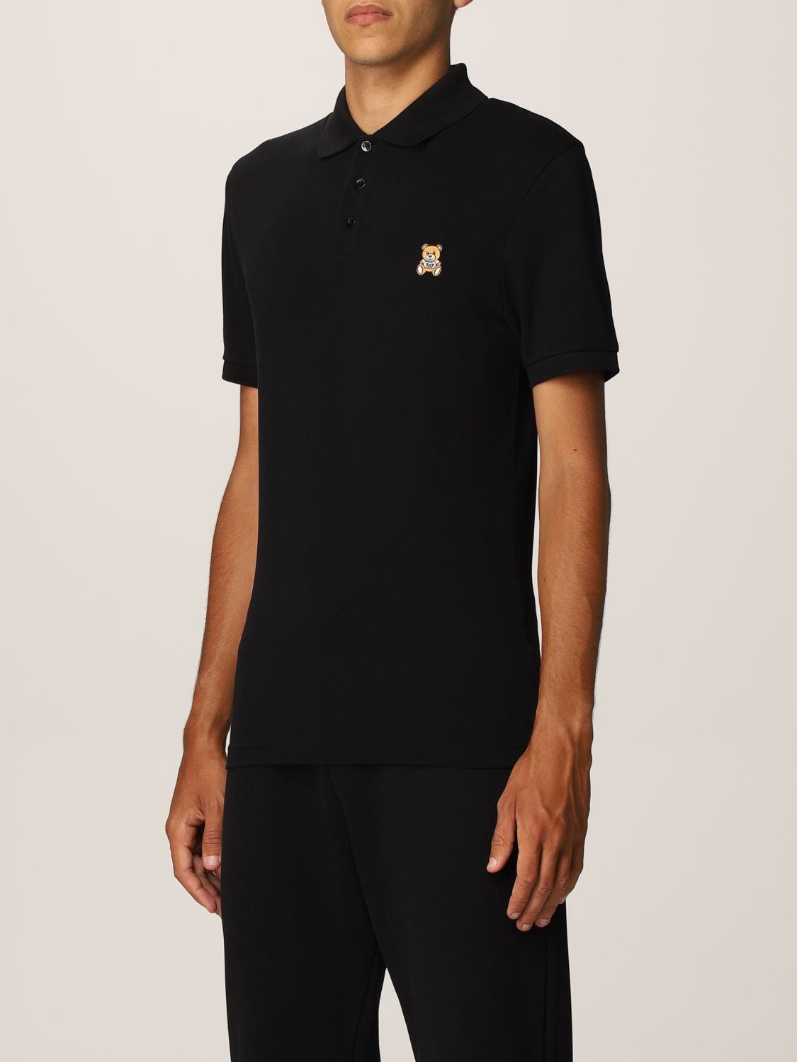 MOSCHINO COUTURE: polo shirt with Teddy - Black  Moschino Couture polo  shirt 12147043 online at
