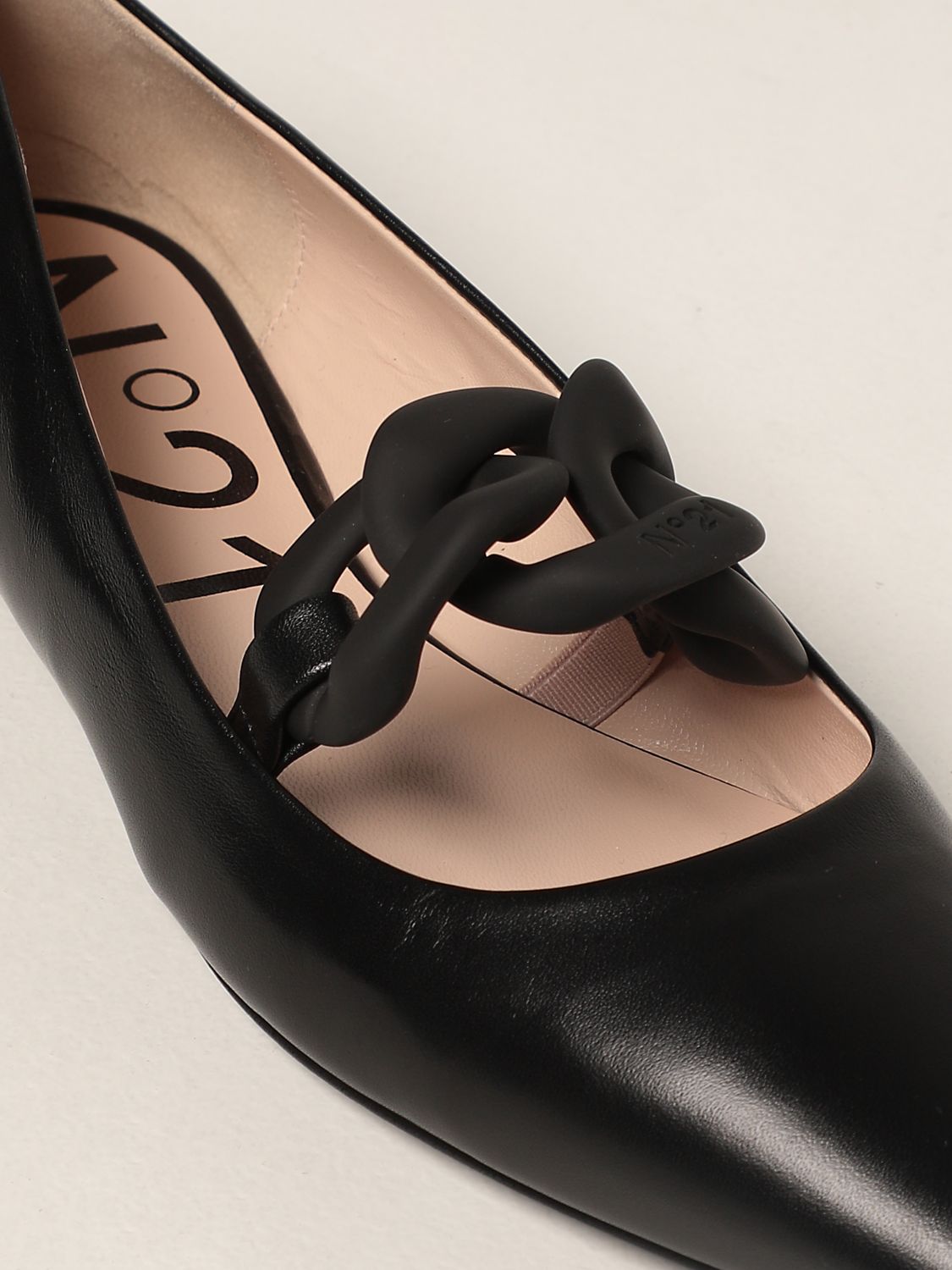 芭蕾平底鞋 N° 21: N ° 21 皮革芭蕾舞鞋 黑色 4