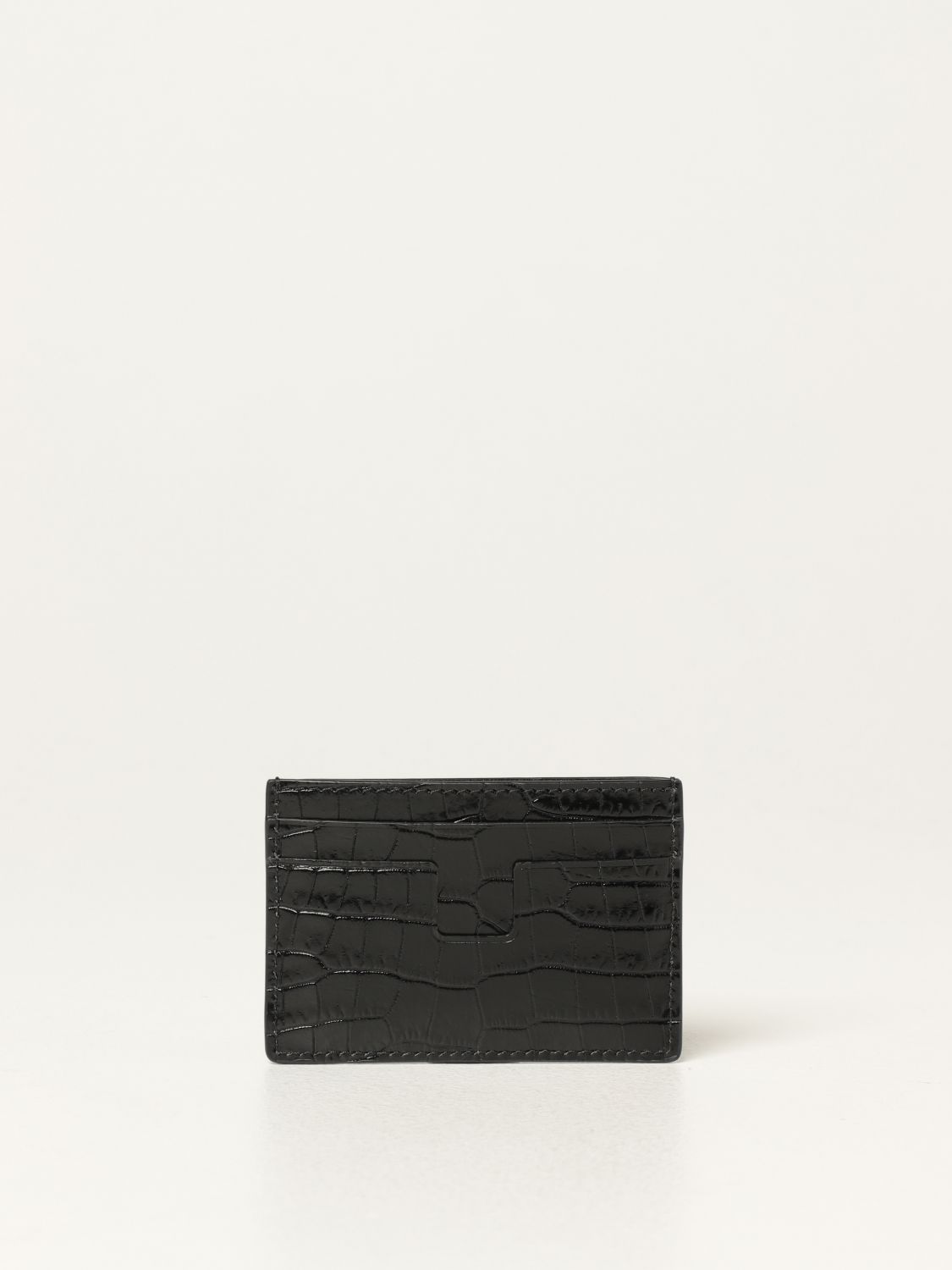 TOM FORD: credit card holder in crocodile embossed leather - Black | Tom  Ford wallet Y0232TLCL168 online on 