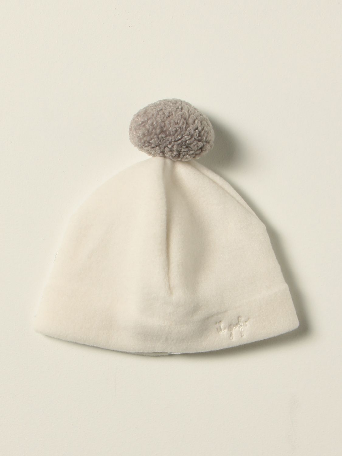 Cappello neonato Il Gufo: Cappello Il Gufo a maglia con pompon grigio 1