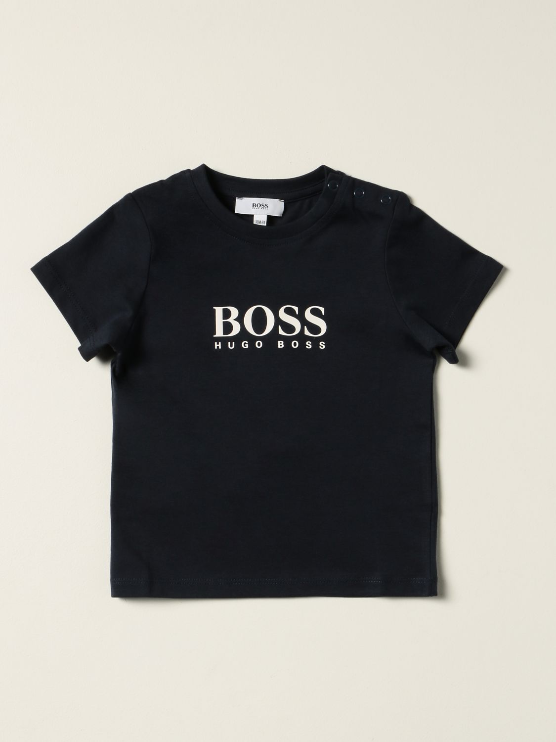 T-shirt Hugo Boss: T-shirt Hugo Boss in cotone con logo marine 1