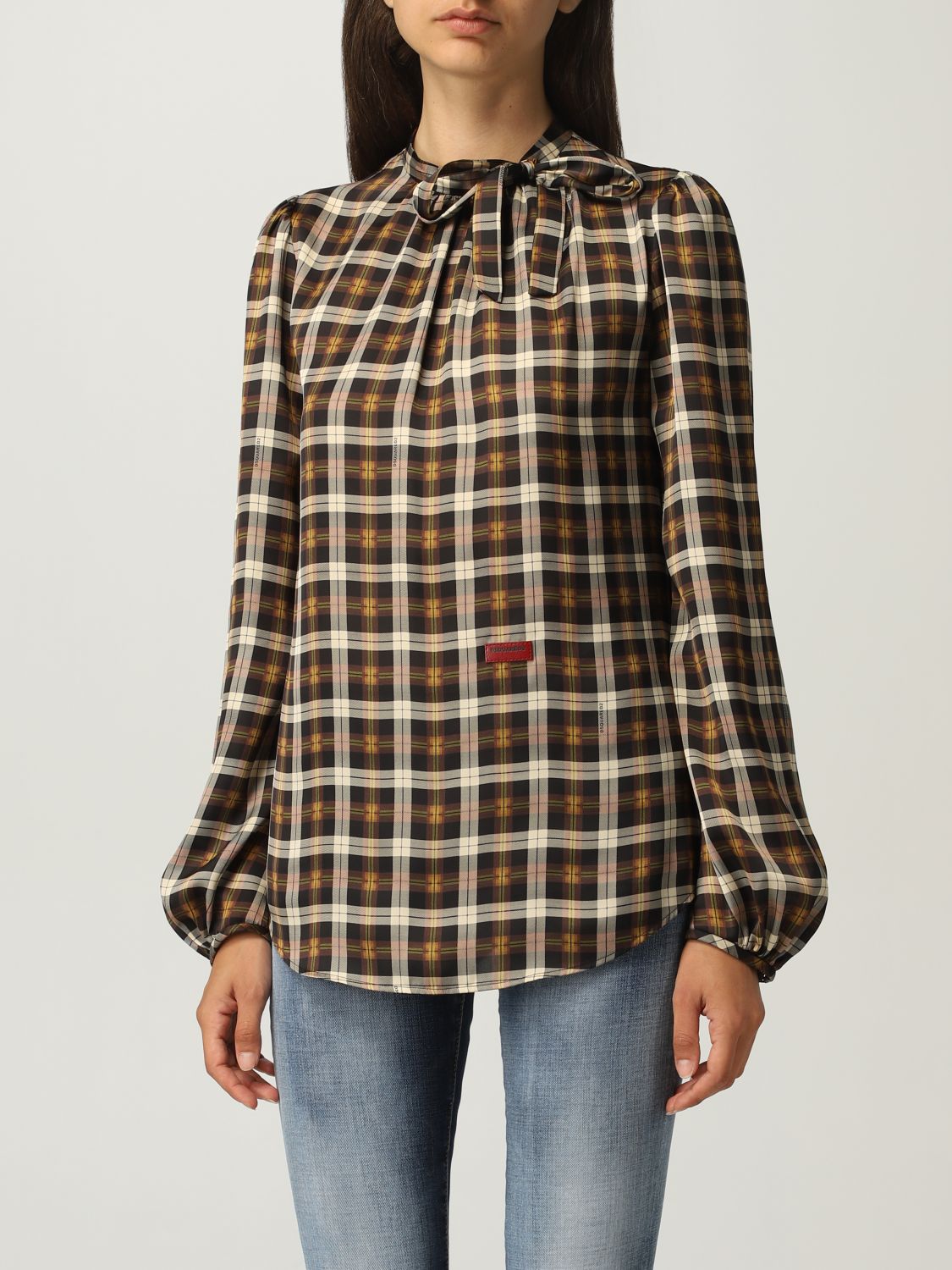 voorstel zingen Vesting DSQUARED2: blouse with checked print - Multicolor | Dsquared2 top  S75NC0977S54048 online on GIGLIO.COM