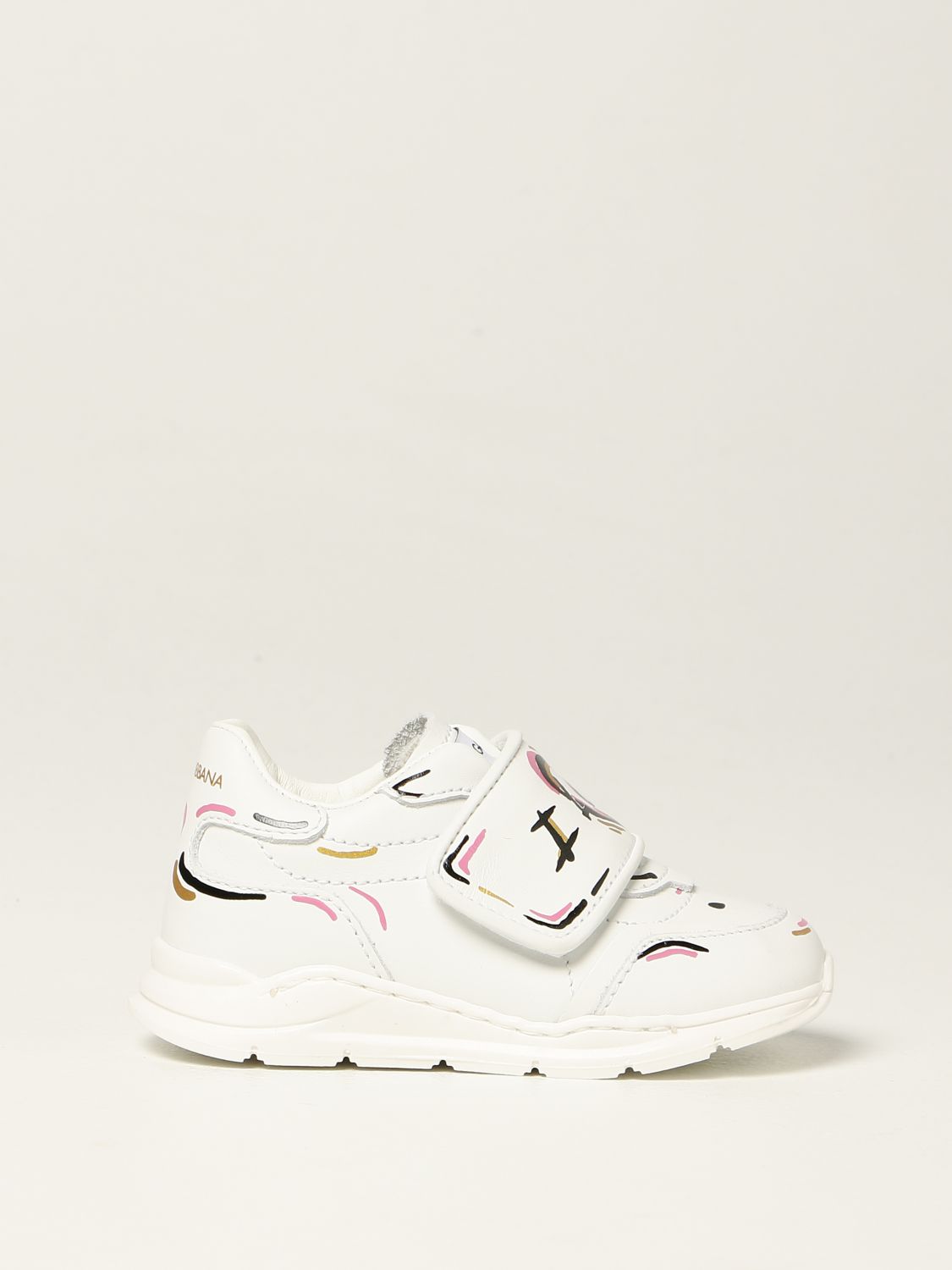 Dolce Gabbana Sneakers In Printed Leather Shoes Dolce Gabbana Kids White Shoes Dolce Gabbana Dn0153 Aj931 Giglio Com