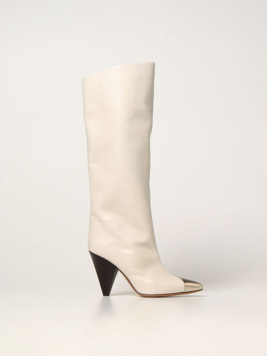 ISABEL MARANT ETOILE: Lilezio Isabel Marant leather - White | Isabel Marant Etoile boots BT021421A044S online GIGLIO.COM