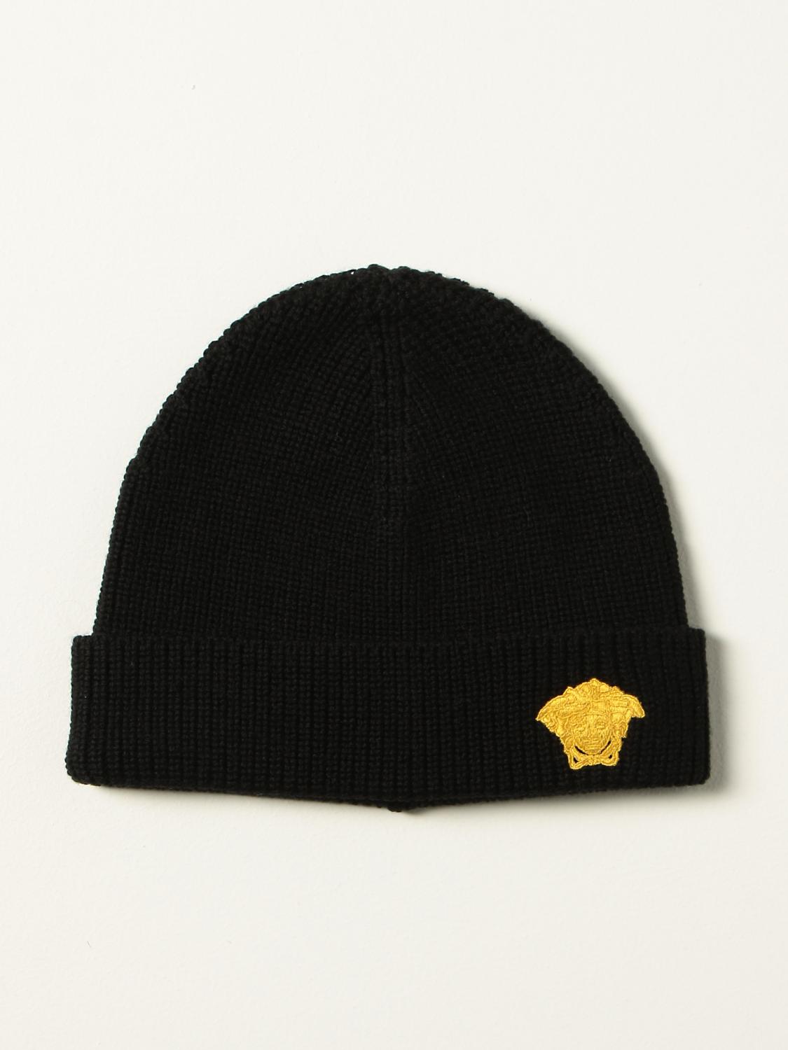 Young Versace Outlet: Cappello a berretto Versace Young con testa di medusa  - Nero | Cappello Bambino Young Versace 10016531A01314 GIGLIO.COM