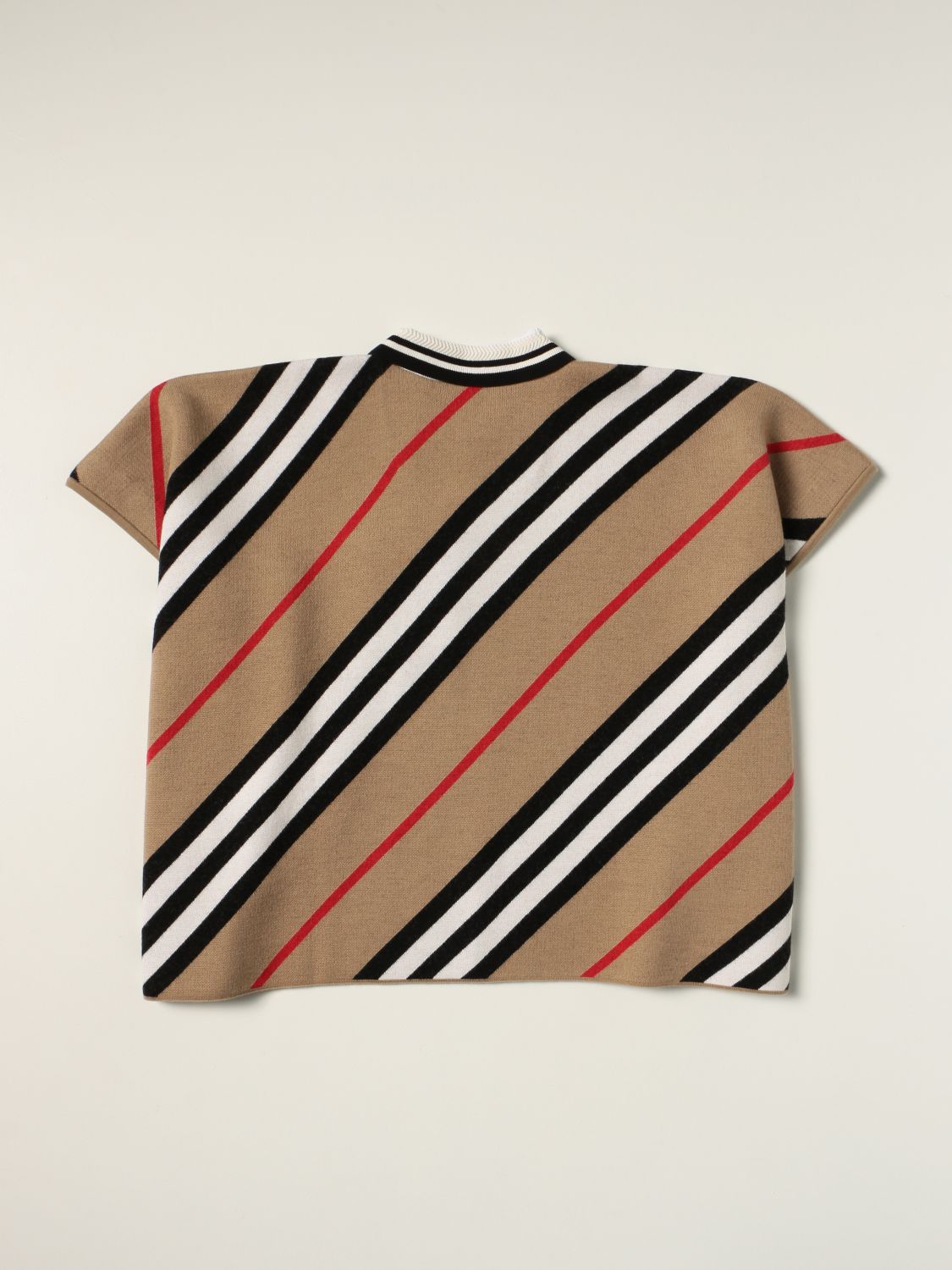 Burberry Outlet: cape in wool with striped pattern - Beige | Burberry polo  shirt 8040941 online on 