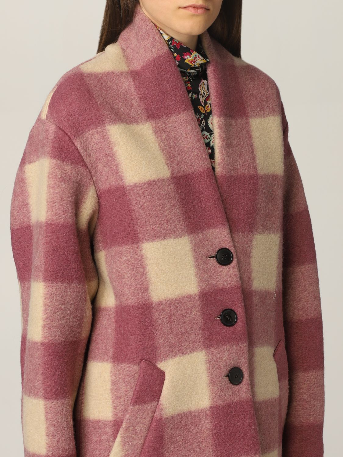 Articulation program Eller enten ISABEL MARANT ETOILE: coat in check virgin wool blend | Coat Isabel Marant  Etoile Women Pink | Coat Isabel Marant Etoile MA010921A009E GIGLIO.COM