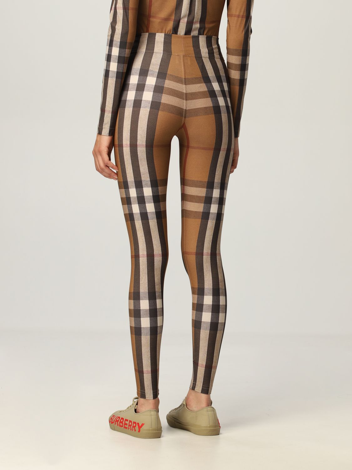 BURBERRY: stretch jersey leggings - Brown  Burberry trousers 8043385  online at