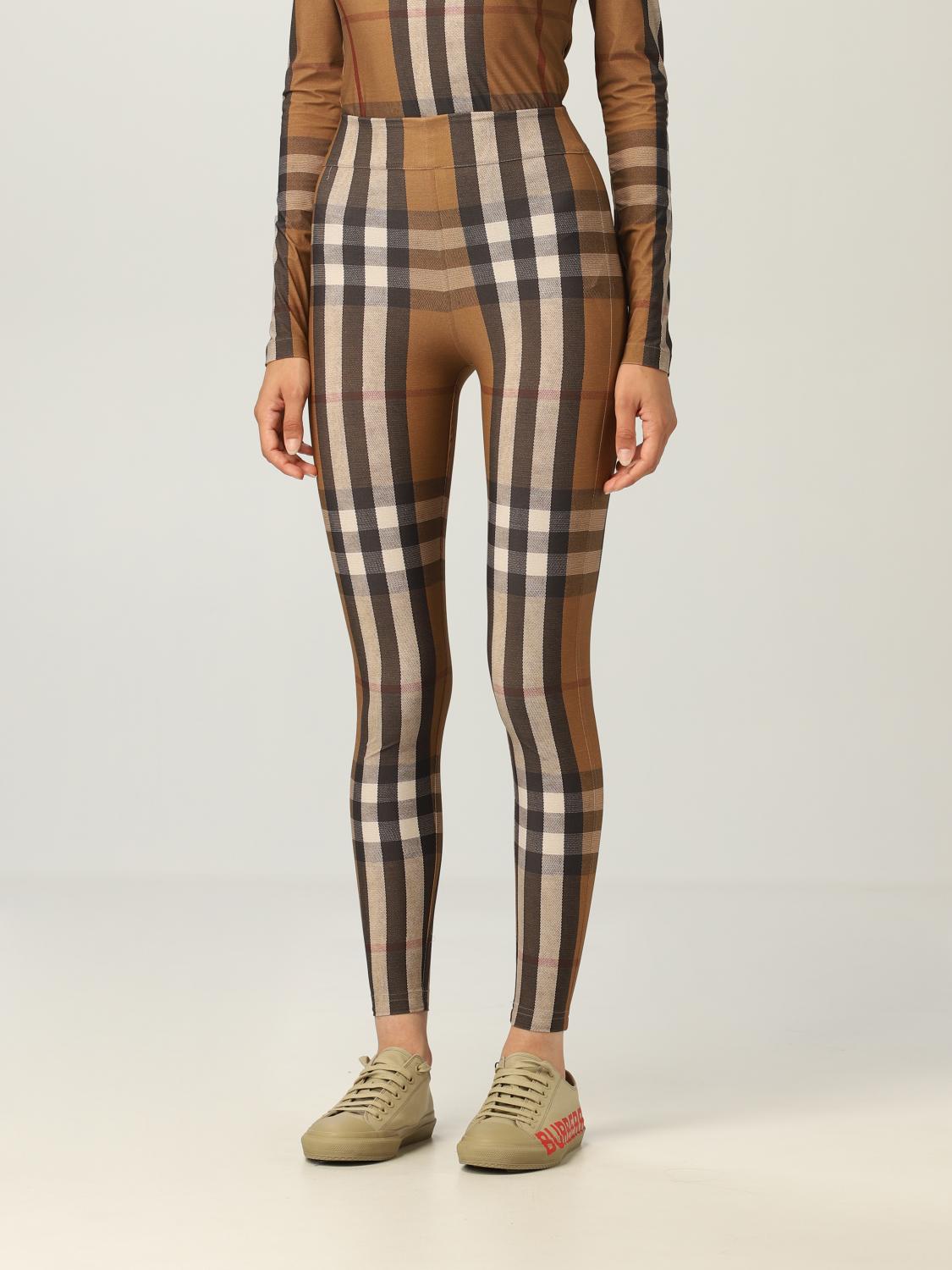 Womens Burberry brown Stretch-Jersey Check Leggings