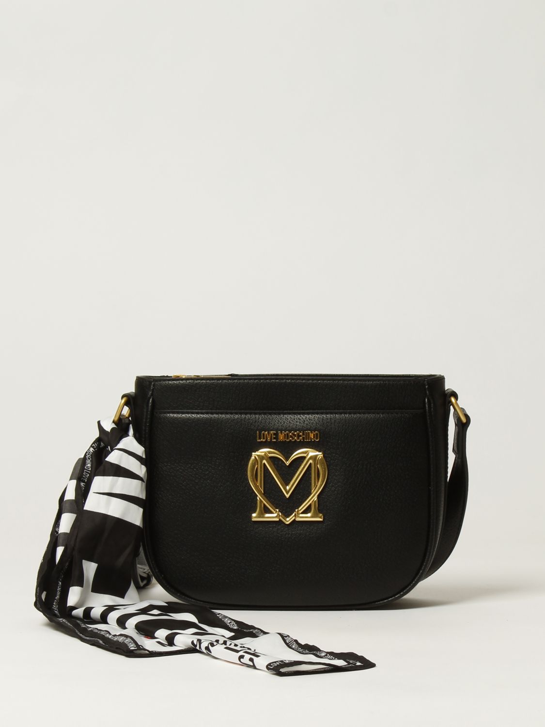 LOVE MOSCHINO: bag in synthetic leather with logo - Black | Crossbody ...