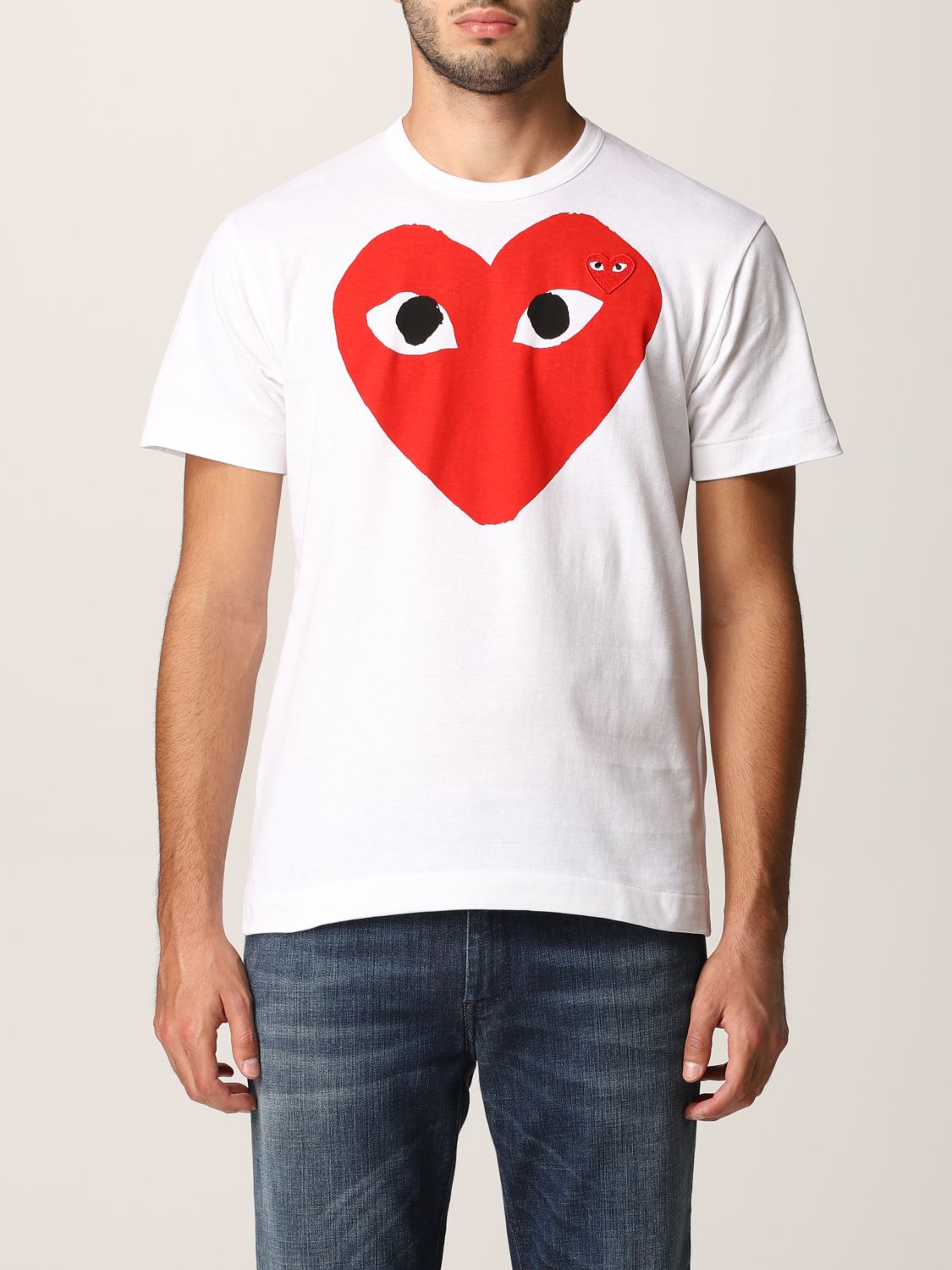 COMME DES GARCONS PLAY: T-shirt homme | T-Shirt Comme Des Garcons Play Homme Blanc | T-Shirt Des Play P1T026 GIGLIO.COM
