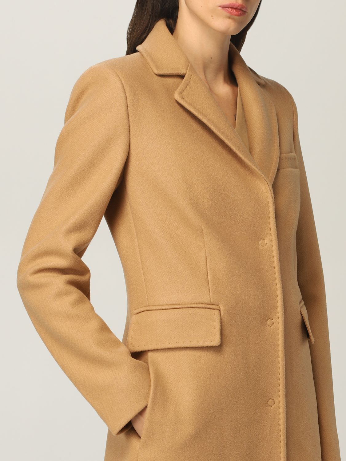 Coat Liu Jo: Liu Jo single-breasted coat in wool blend camel 3