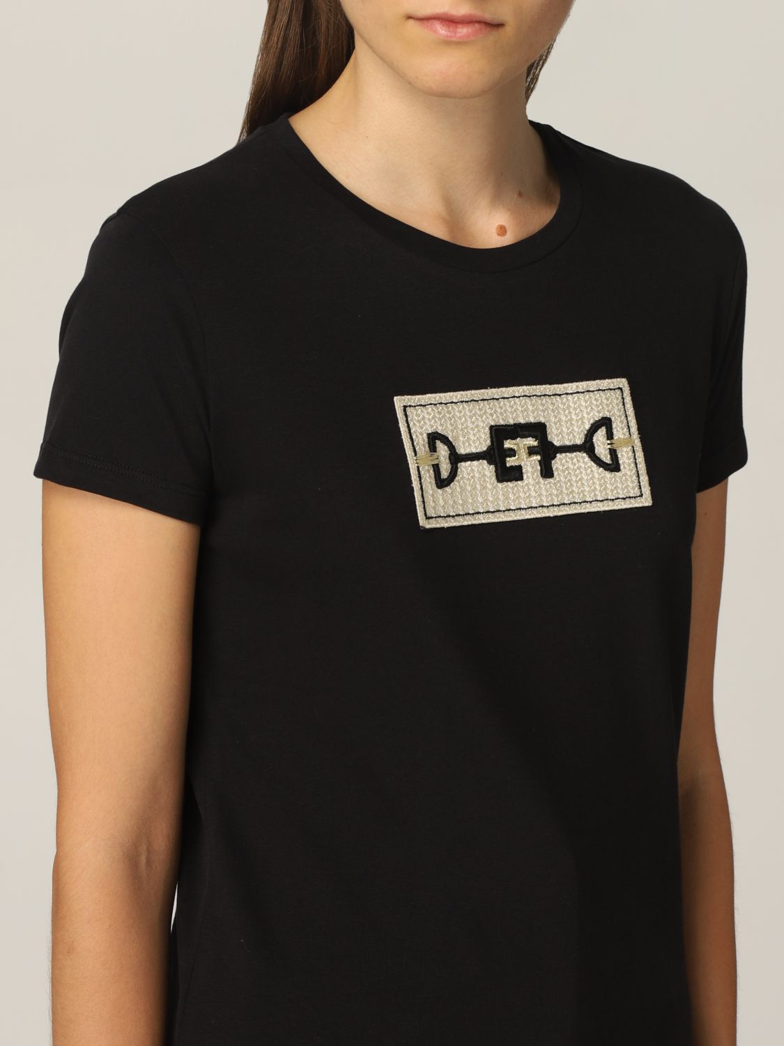 T-shirt Elisabetta Franchi in cotone con ricamo