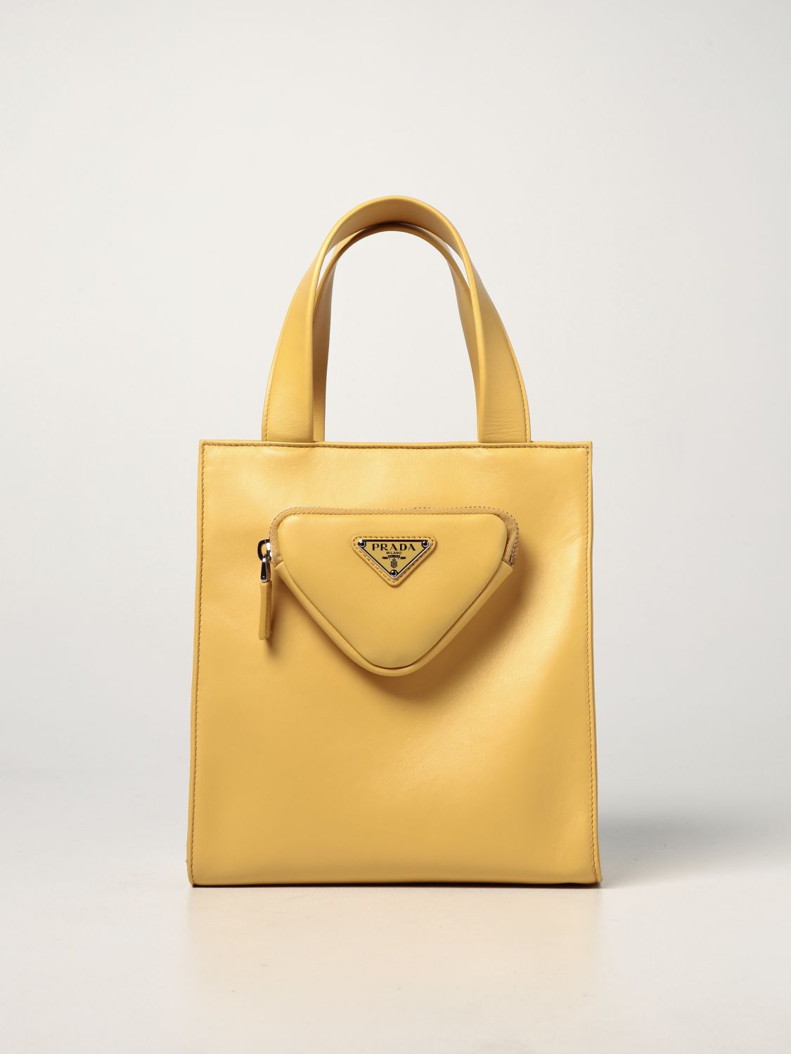 PRADA: bag in nappa leather - Yellow | Prada tote bags 1BG408 2DX8 online  on 