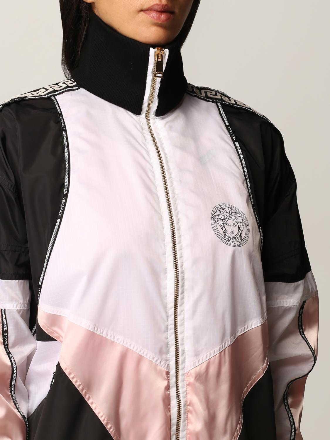 VERSACE sweatshirt in nylon and satin Jacket Versace Women White