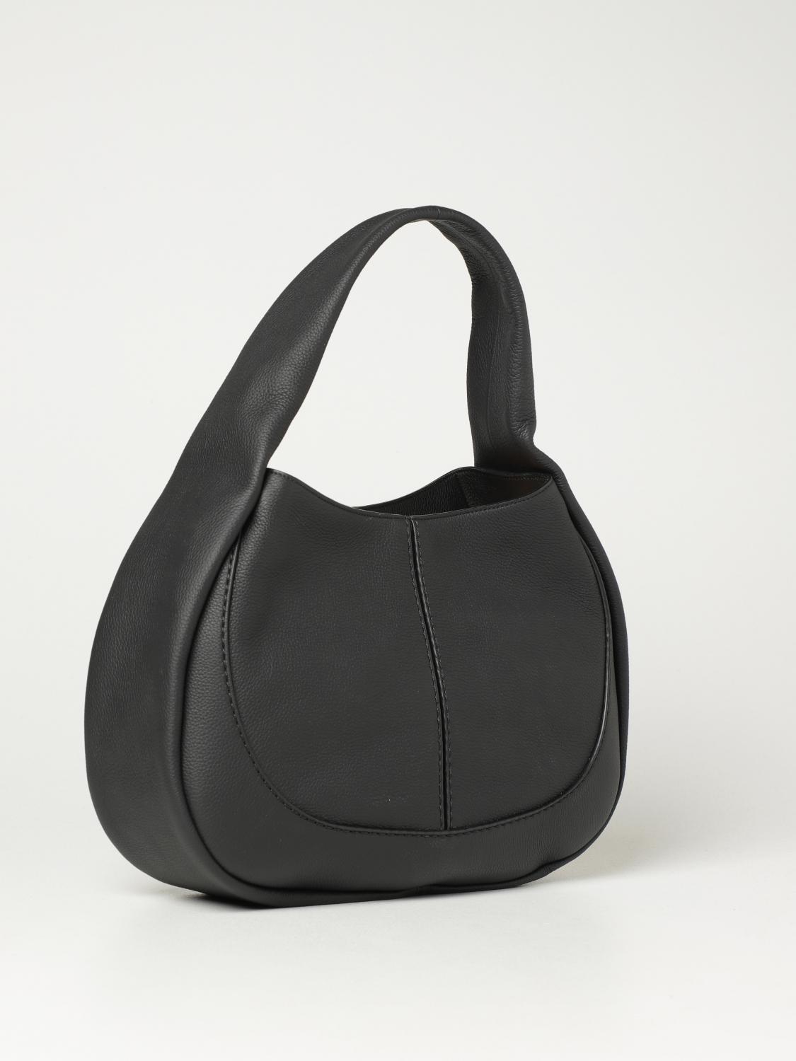 TOD'S Shirt hobo bag in textured leather Black Shoulder Bag Tod's