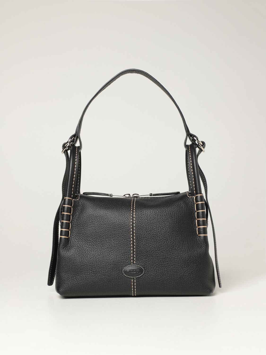 TOD'S: bag in textured leather - Black | Tod's shoulder bag XBWAOZH0200 ...
