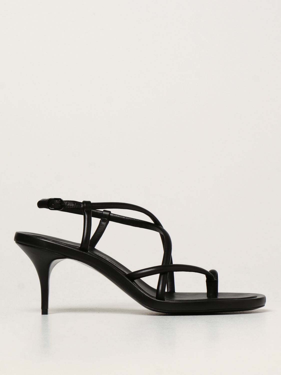 ALEXANDER MCQUEEN: leather sandal - Black | Alexander Mcqueen heeled ...