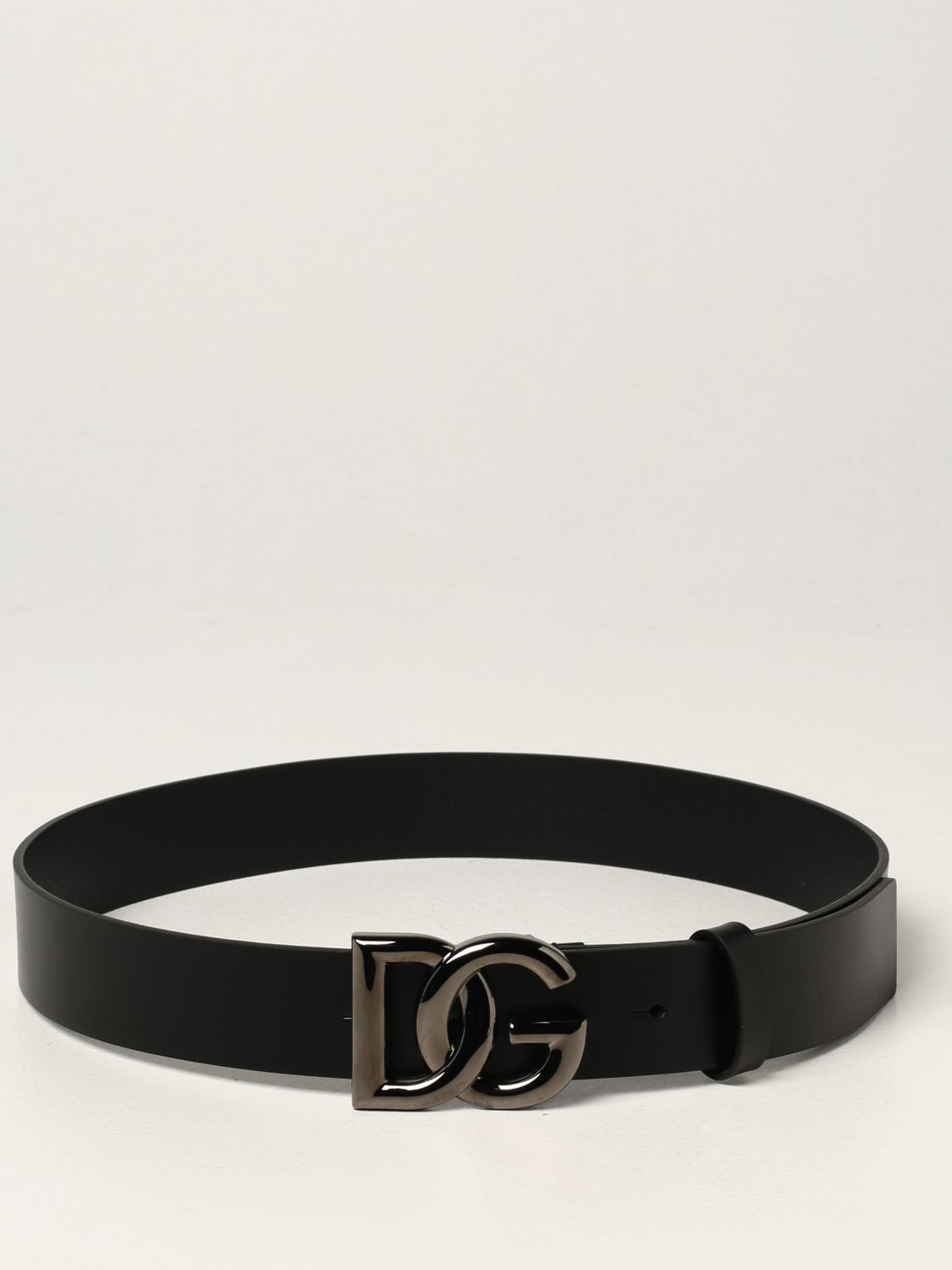 DOLCE & GABBANA: leather belt with DG logo buckle - Black | Belt Dolce ...