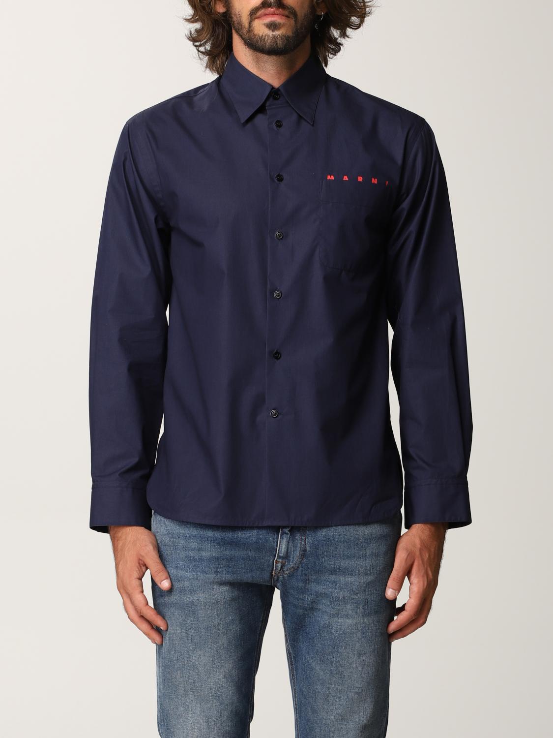 Marni シャツ メンズ ネイビー シャツ Marni Cumu0225p0 Giglio Com