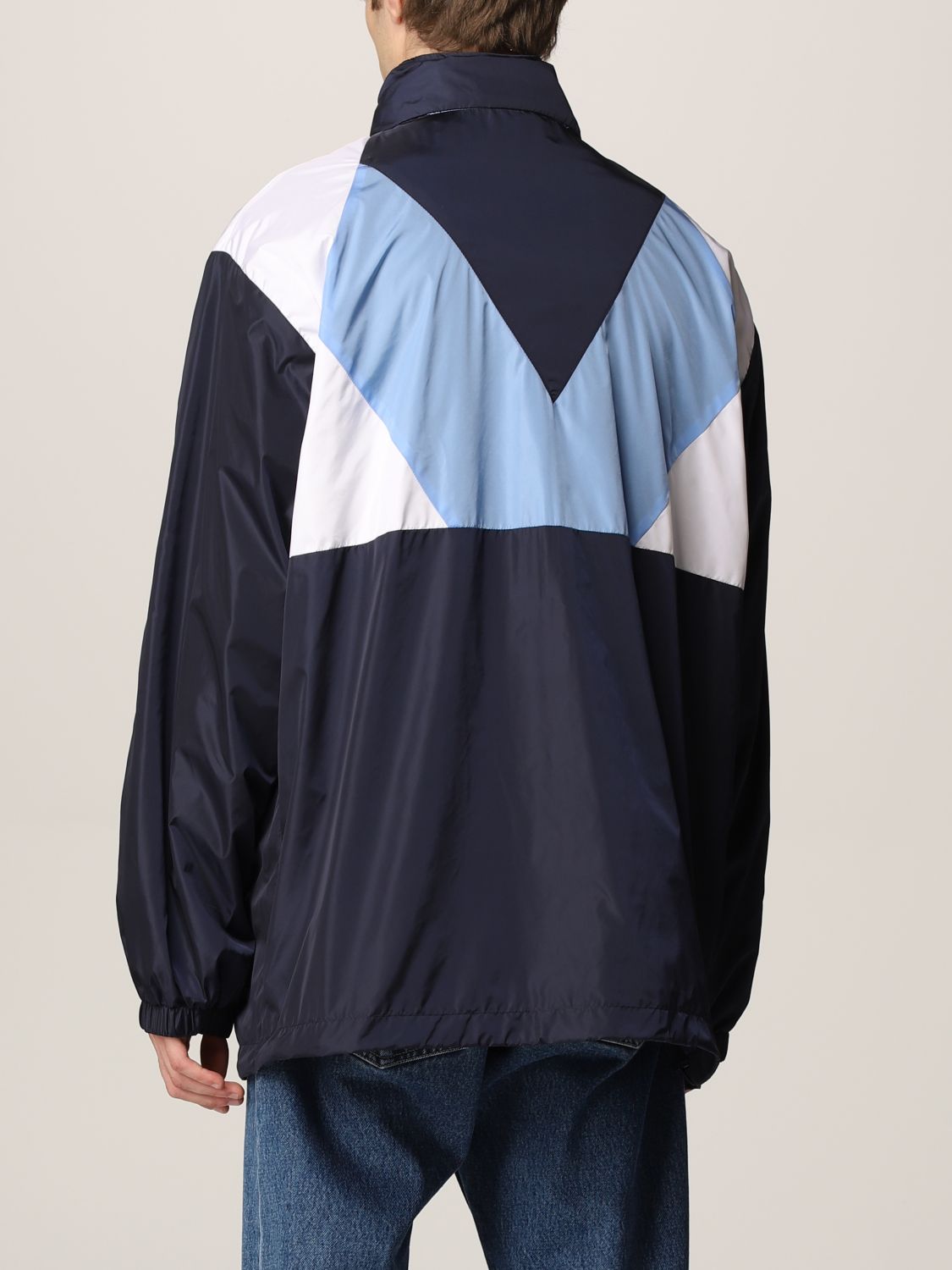 VERSACE: nylon jacket with Greca motif - Navy | Versace jacket