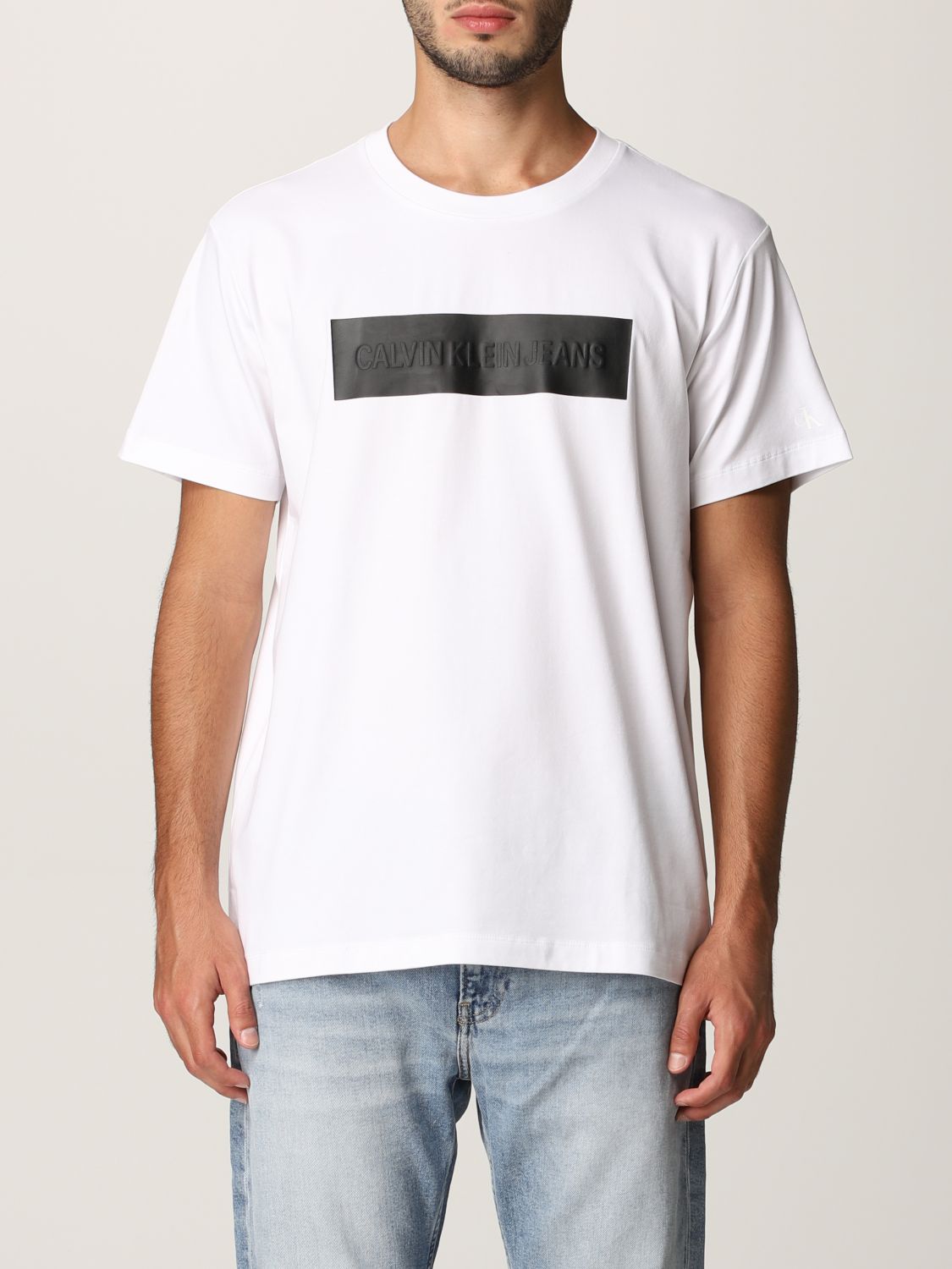 CALVIN KLEIN JEANS: t-shirt White Jeans J30J318453 for online man Calvin at Klein t-shirt - 