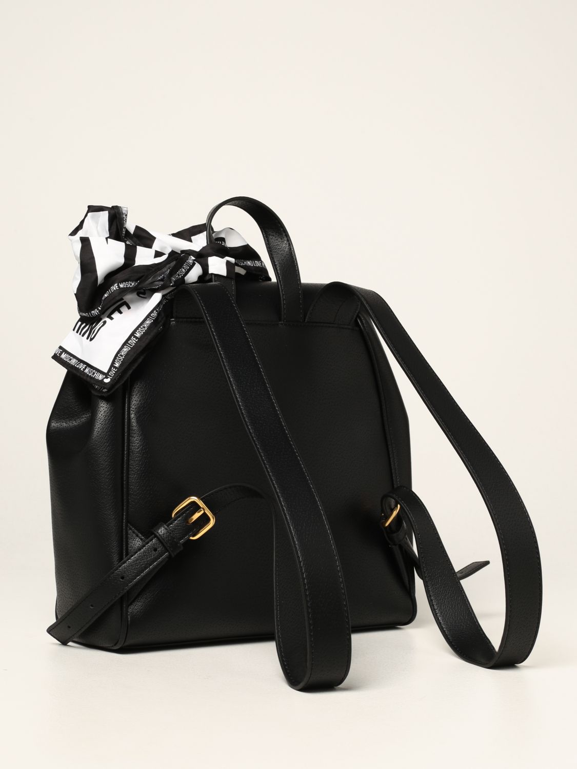 LOVE MOSCHINO: backpack in synthetic leather with logo - Black