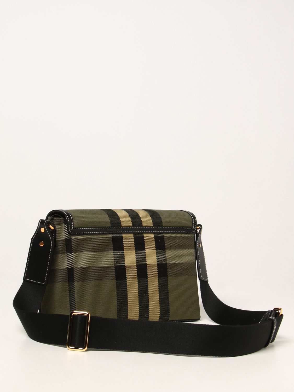 BURBERRY: Note shoulder bag in canvas | Crossbody Bags Burberry Women Green | Crossbody Bags 