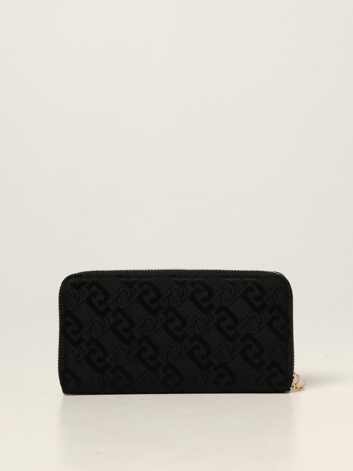 Liu Jo Outlet: Portafoglio in tessuto con logo all over - Nero | Portafoglio  Liu Jo AF1051T6438 GIGLIO.COM
