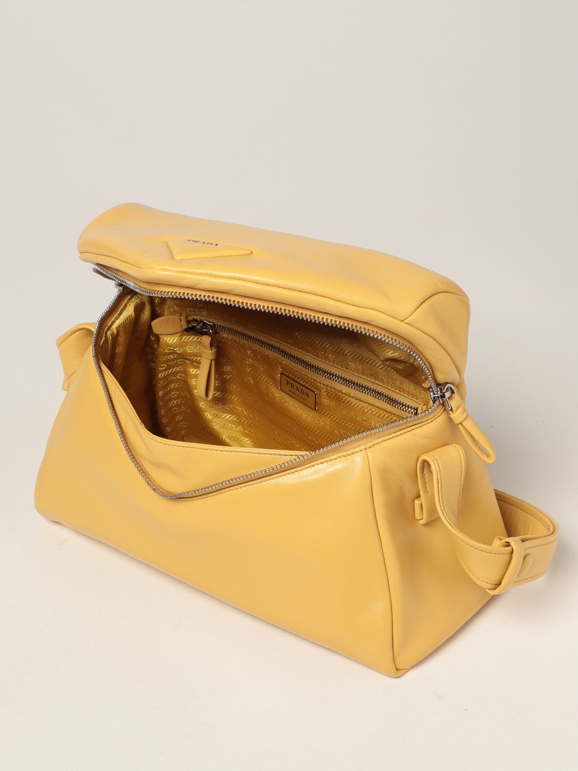 PRADA: bag in nappa leather - Yellow  Prada tote bags 1BG408 2DX8 online  at