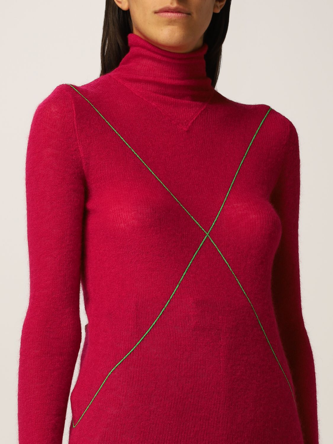 Bottega Veneta Synthetic Roll Neck Knit Jumper in Red Womens Clothing Jumpers and knitwear Turtlenecks 