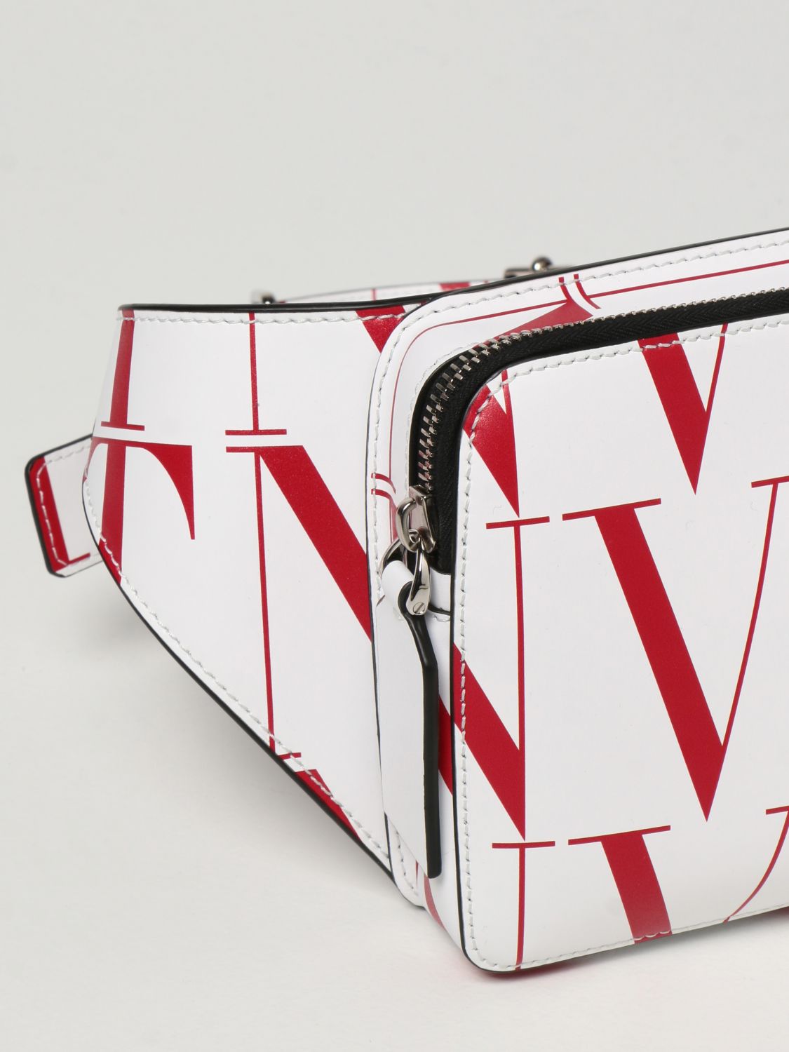 Belt bag Valentino Garavani: Valentino Garavani leather belt bag with all-over VLTN logo white 4