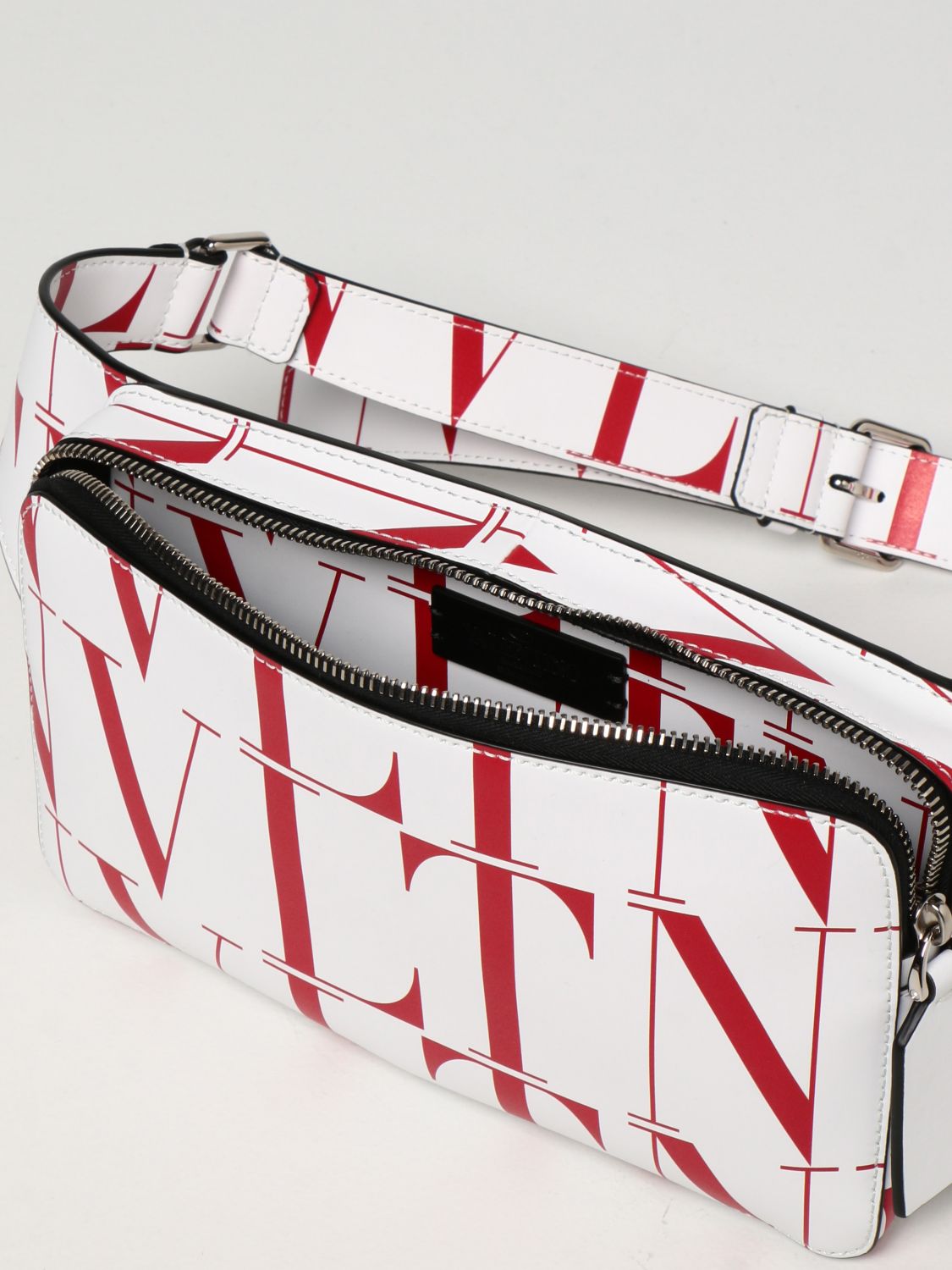 Belt bag Valentino Garavani: Valentino Garavani leather belt bag with all-over VLTN logo white 5
