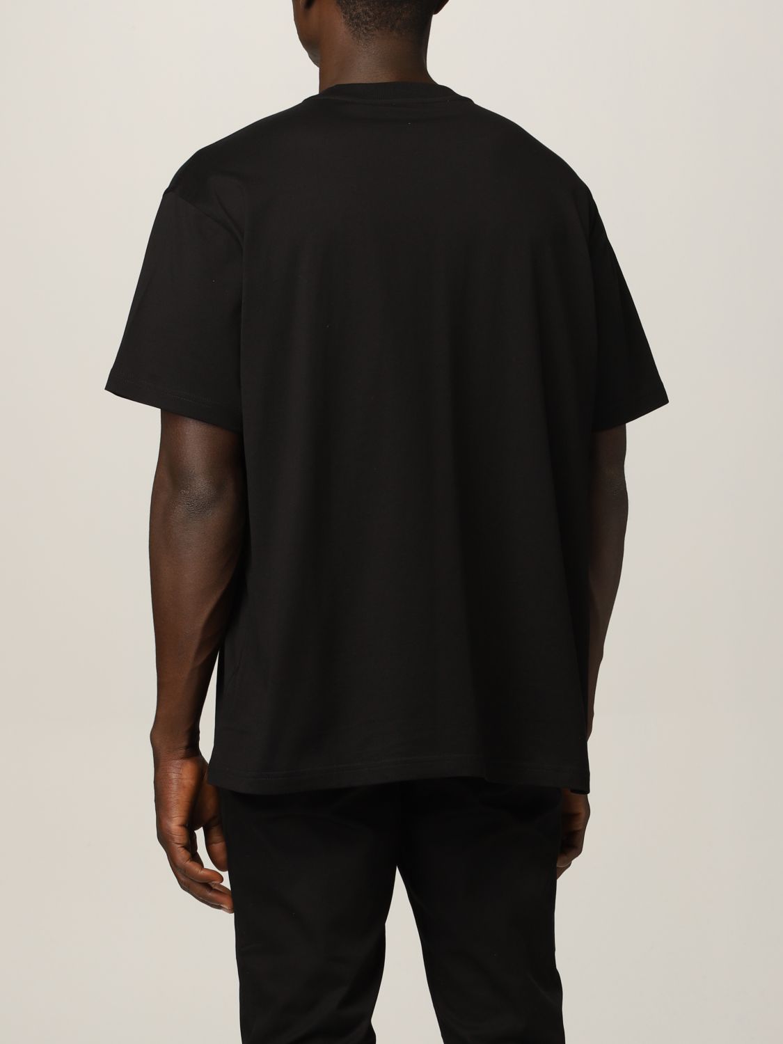 BURBERRY: t-shirt in organic cotton with logo - Black | Burberry t ...