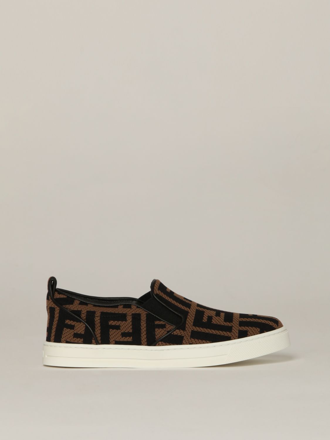 FENDI: sneakers with all over FF logo - Brown | Fendi shoes 