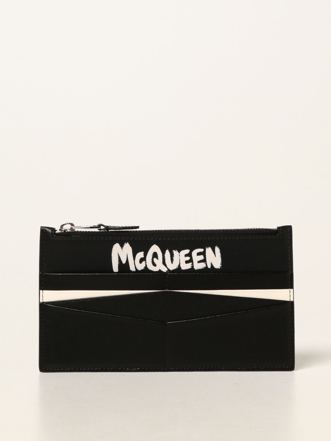 Portafoglio Alexander Mcqueen: Portafoglio Alexander McQueen in pelle con logo Graffiti nero 1
