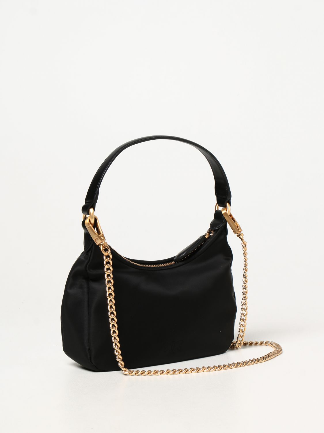 PINKO: Lovelink mini half moon leather bag - Black | Pinko handbag ...