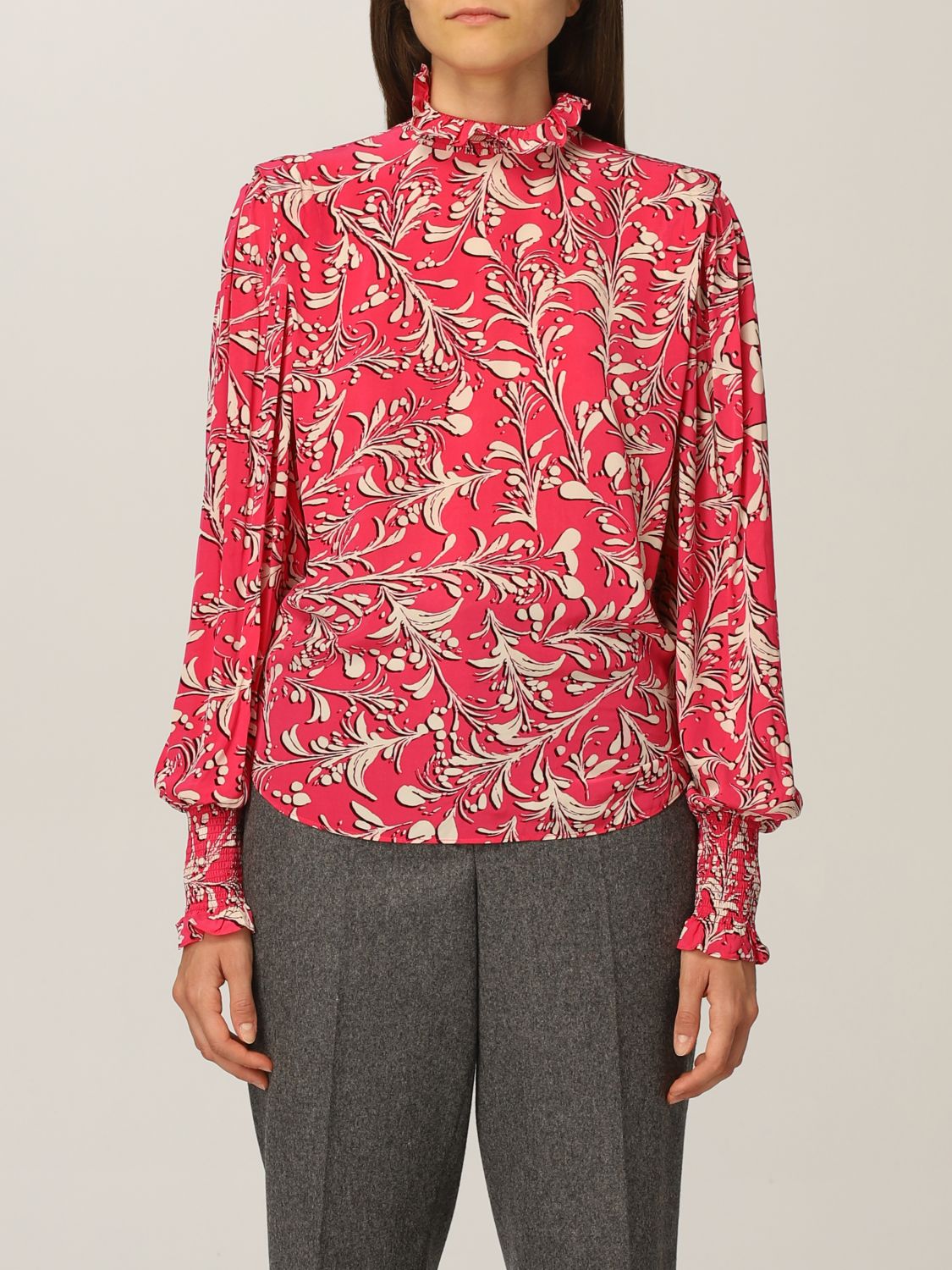 MARANT ETOILE: Yoshi blouse in viscose with floral print | Top Isabel Marant Etoile Women Pink | Top Isabel Marant Etoile HT149721A022E GIGLIO.COM