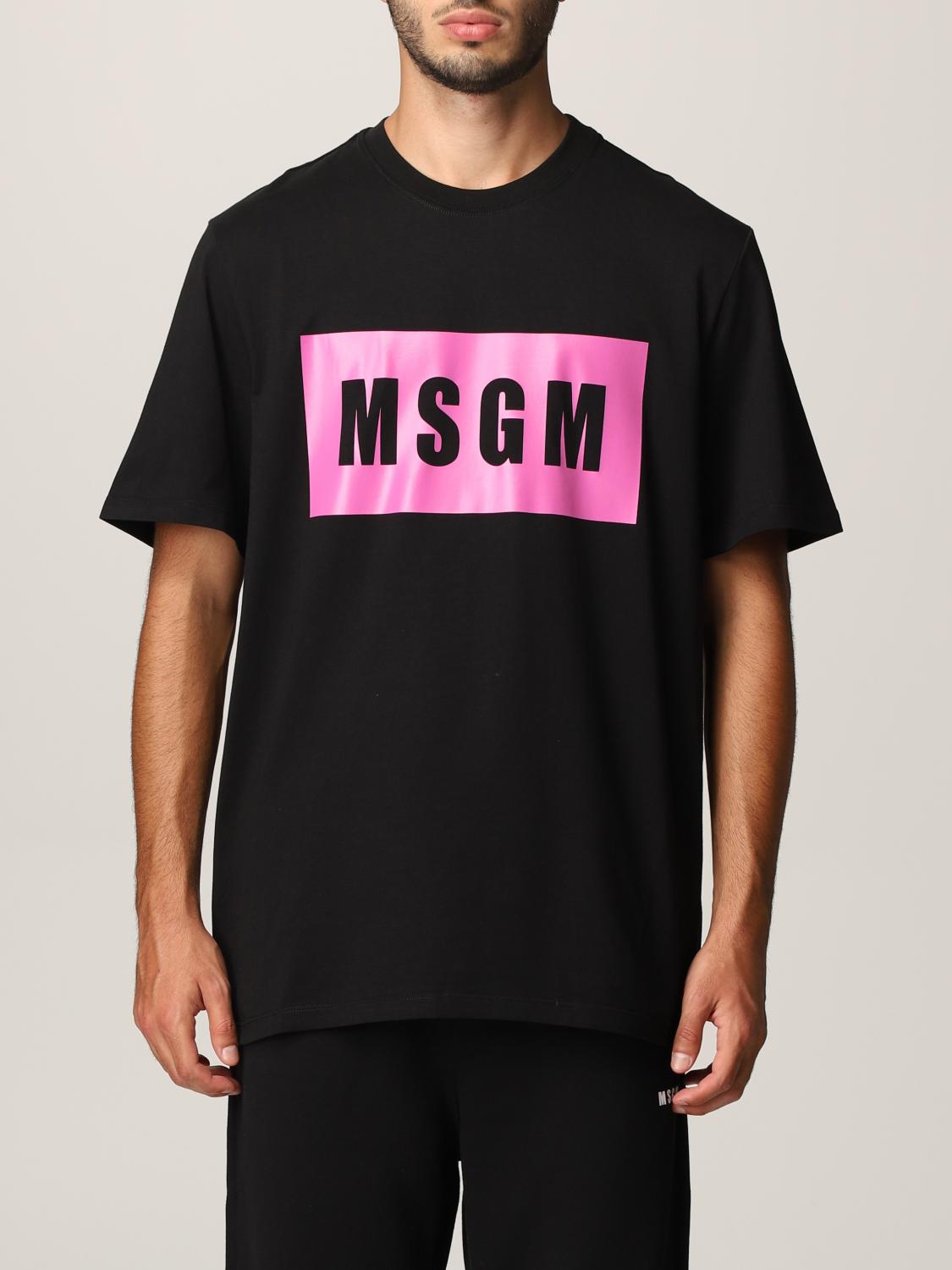 MSGM: t-shirt with logo - Black | Msgm t-shirt 3140MM520217598 online ...