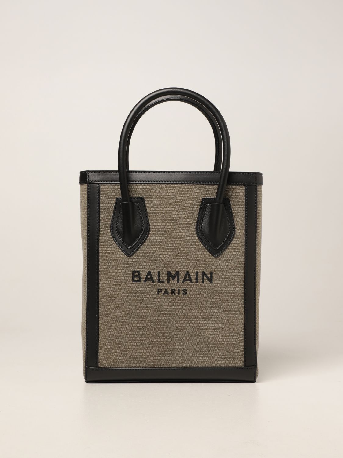 BALMAIN: B-Army 26 bag in canvas and leather | Handbag Balmain Women ...