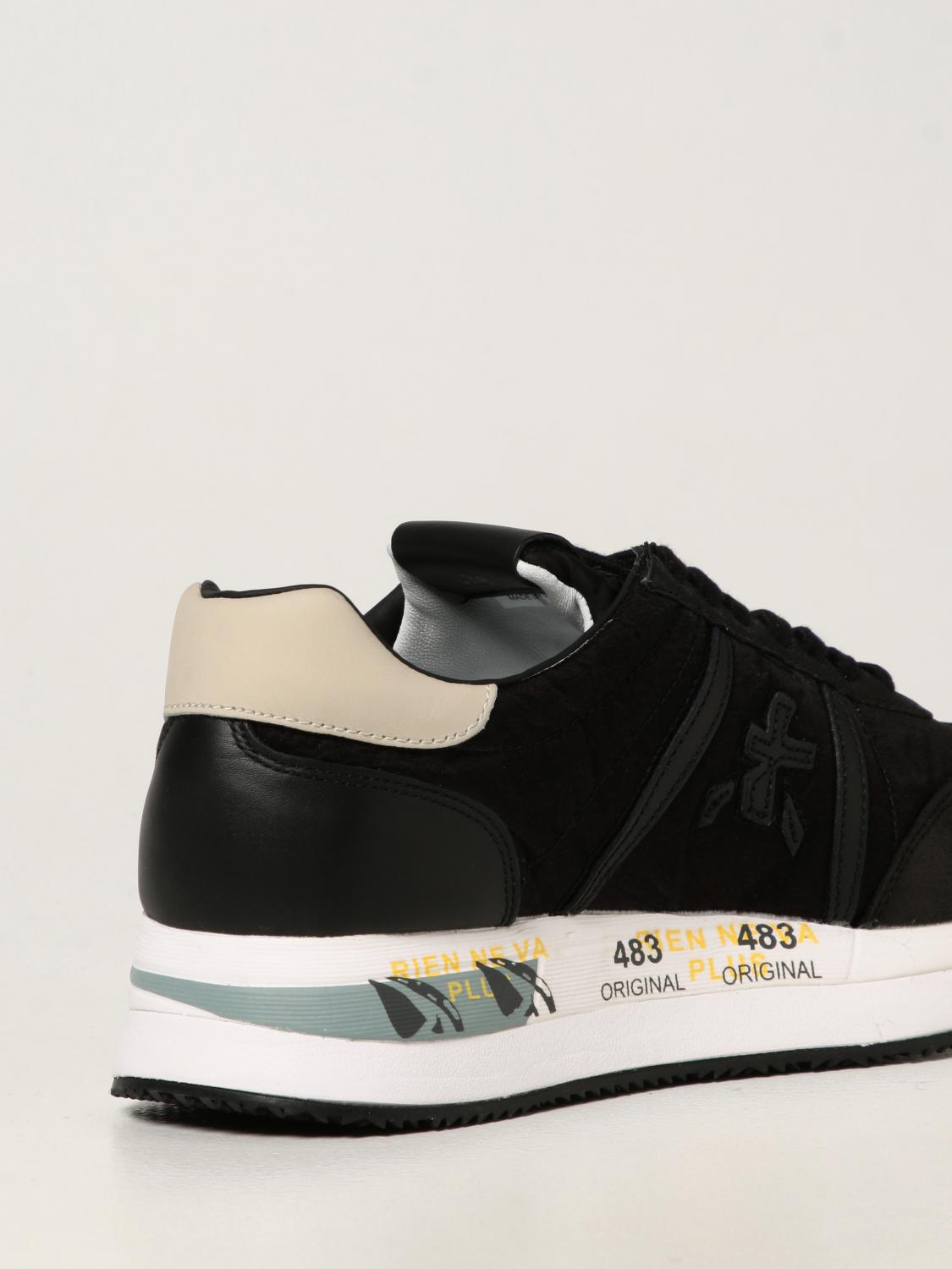 PREMIATA: Conny sneakers in leather and fabric - Black | Sneakers Premiata CONNY  4821 GIGLIO.COM