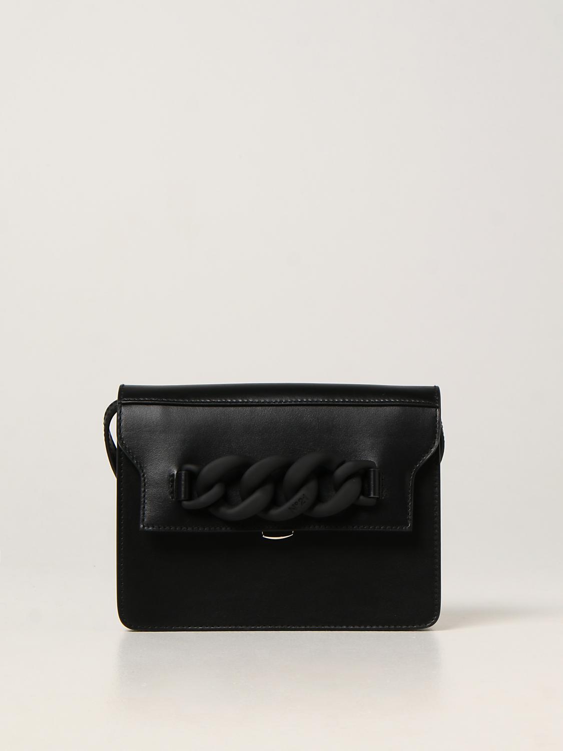 N° 21: Borsa N°21 in pelle con catena - Nero | Borse A Tracolla N° 21 0700  VTT0 GIGLIO.COM