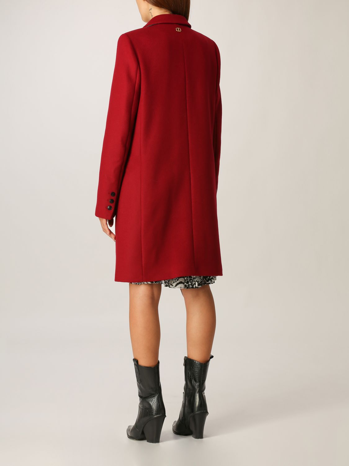 TWINSET: Twin-set coat in wool blend - Raspberry