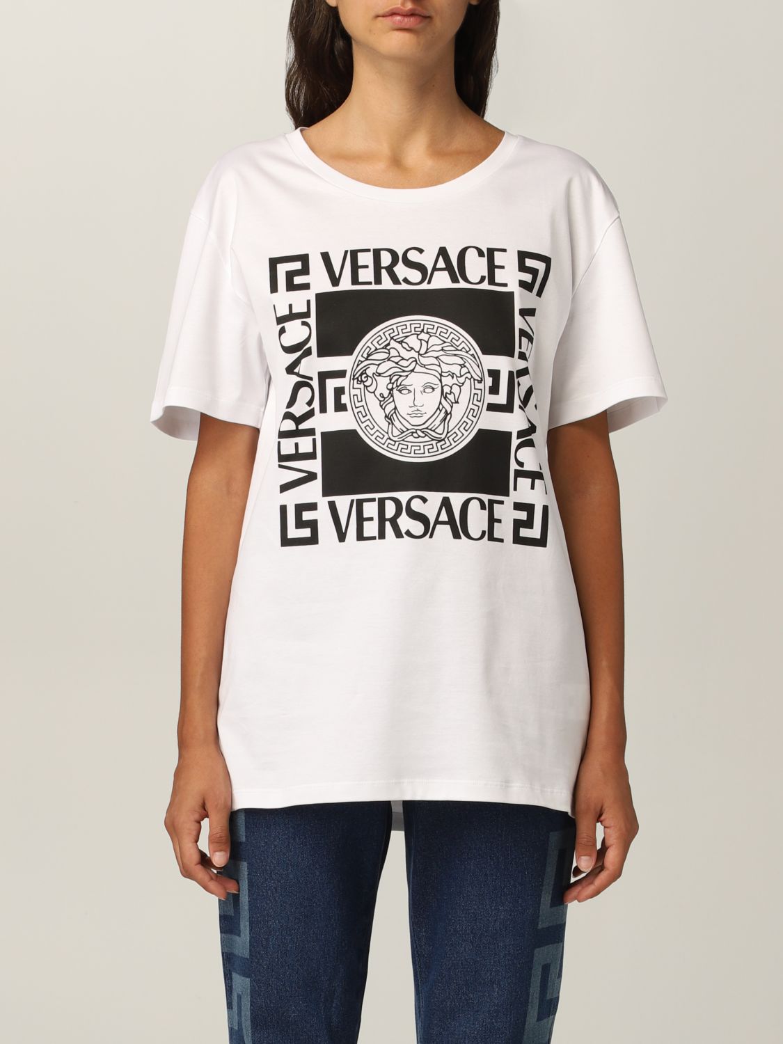 Versace cotton T-shirt with Medusa print and logo