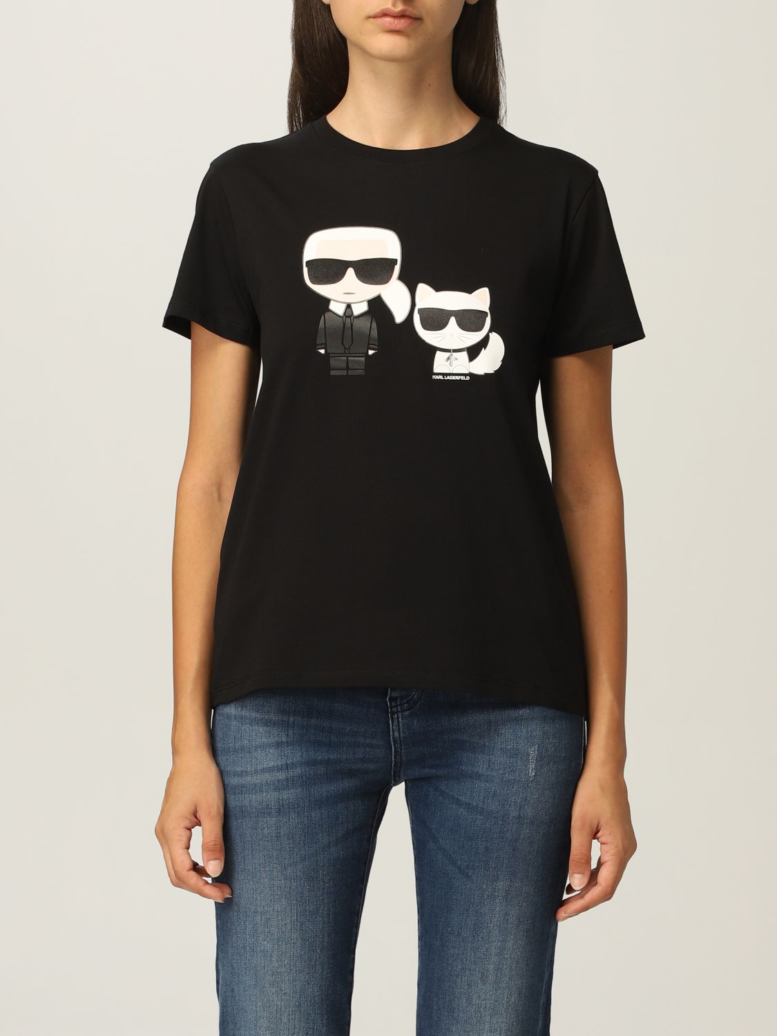 KARL LAGERFELD: Damen T-Shirt Schwarz | Karl Lagerfeld T-Shirt 210W172431 online auf GIGLIO.COM